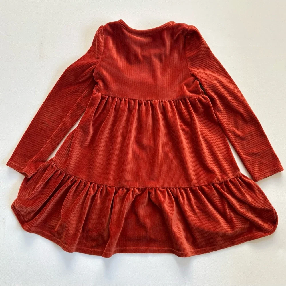 Girl's Cynthia Rowley Corduroy Tiered Rusted Orange Dress Size Small (5/6)